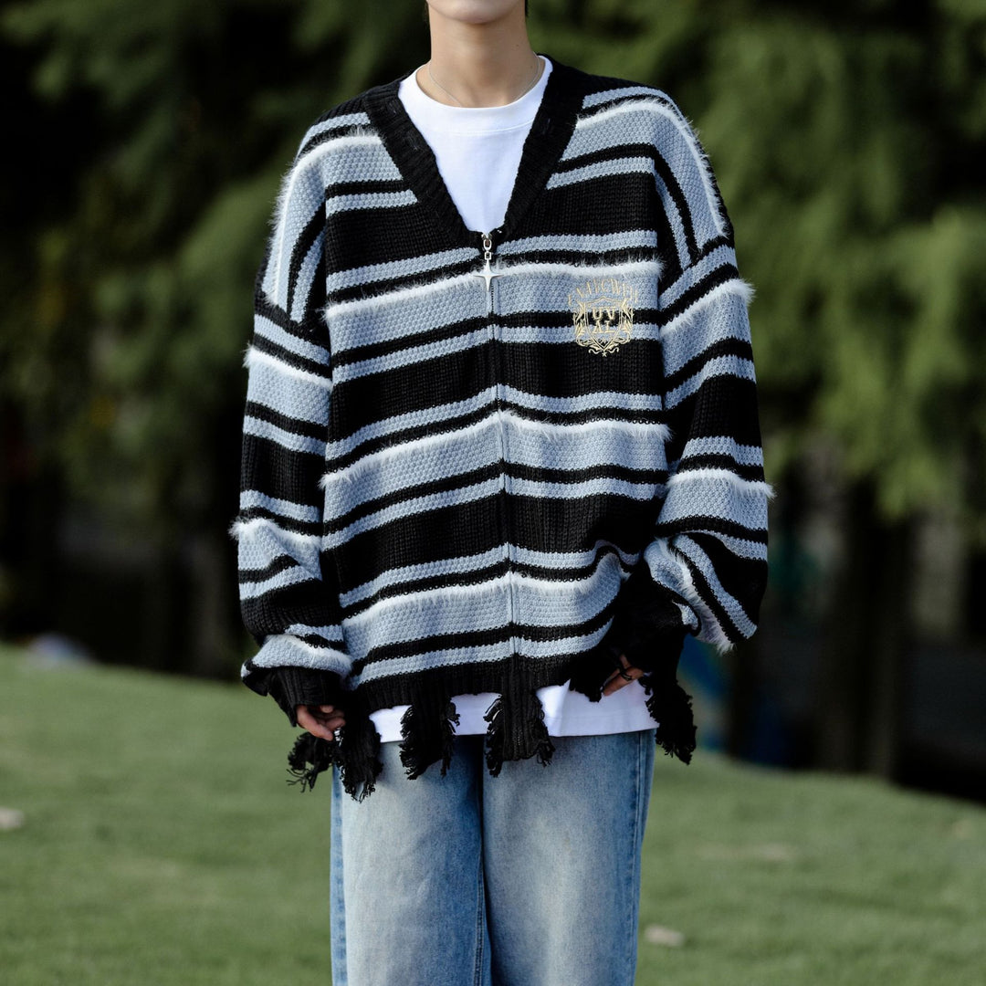 Women Casual Knit Sweater with Zipper Mune Fashion