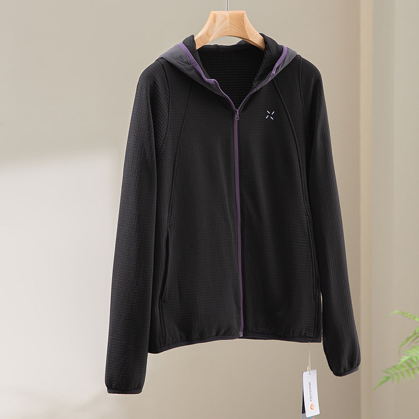 Women Lightweight Hooded Training Jacket made of structured functional jersey with full zip Mune Fashion