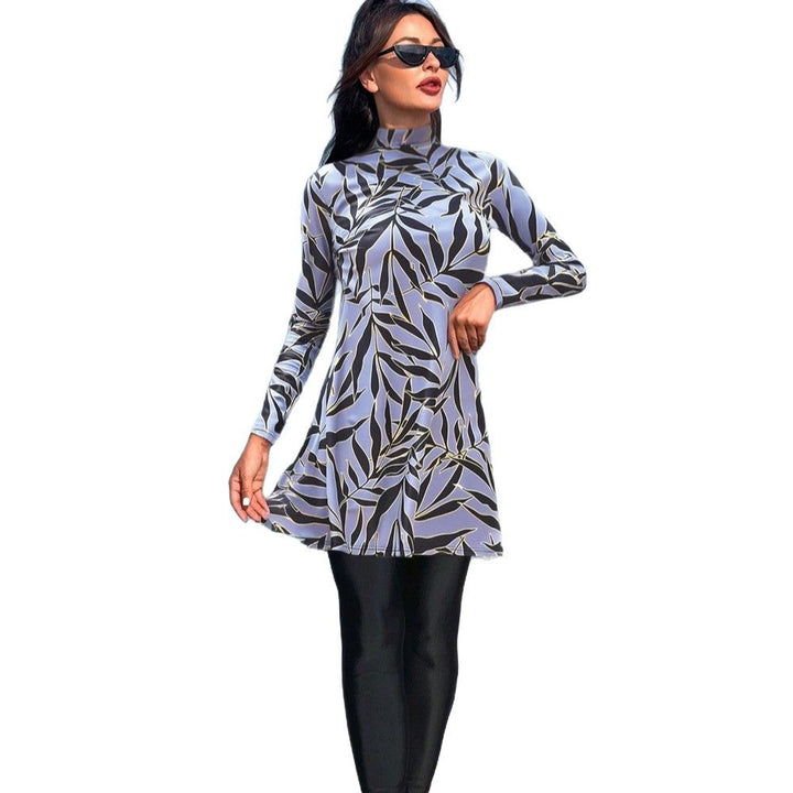 Women's fashionable UV protection swimsuit with long sleeves and asymmetric hem Mune Fashion