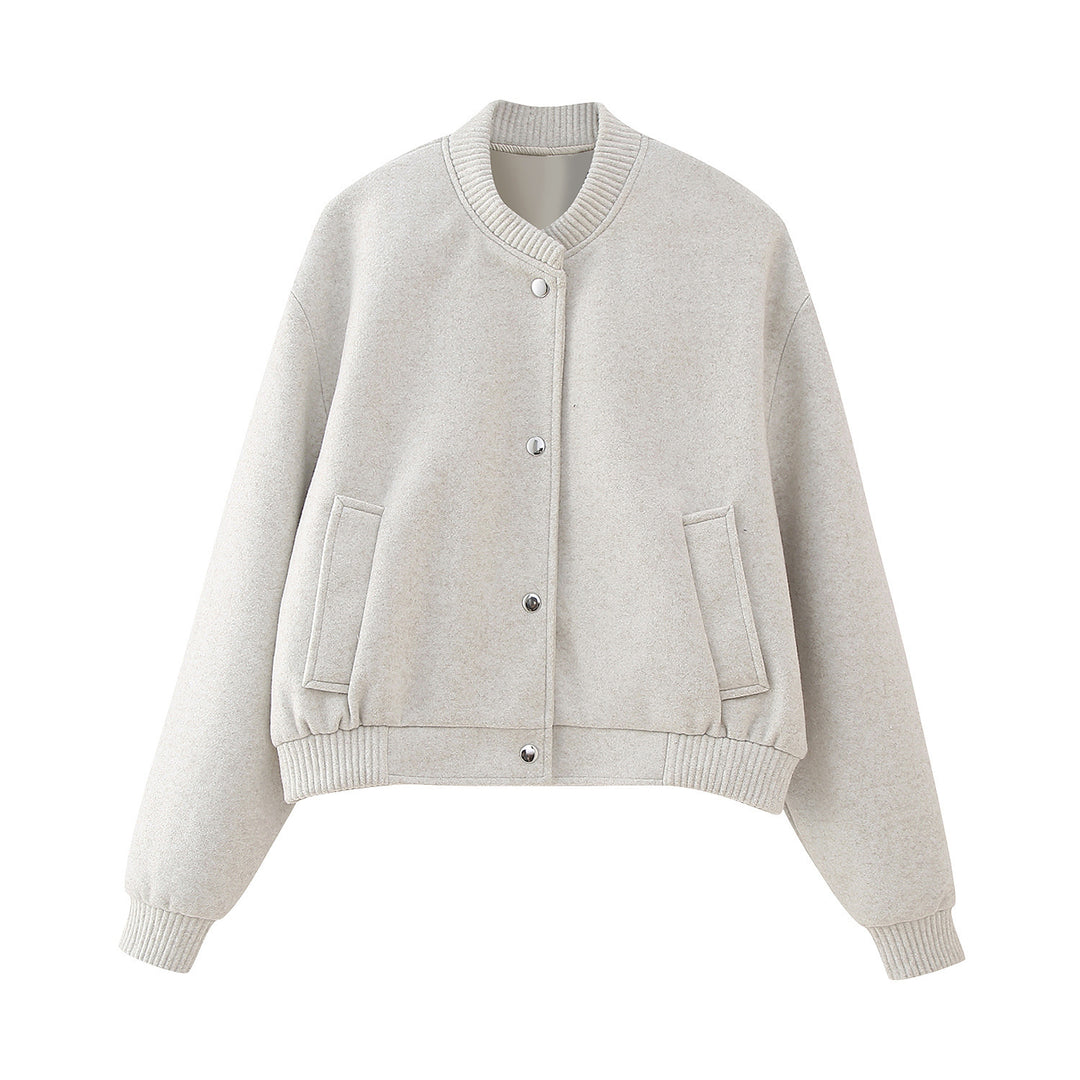 Women's short cut bomber jacket with ribbed cuffs Mune Fashion
