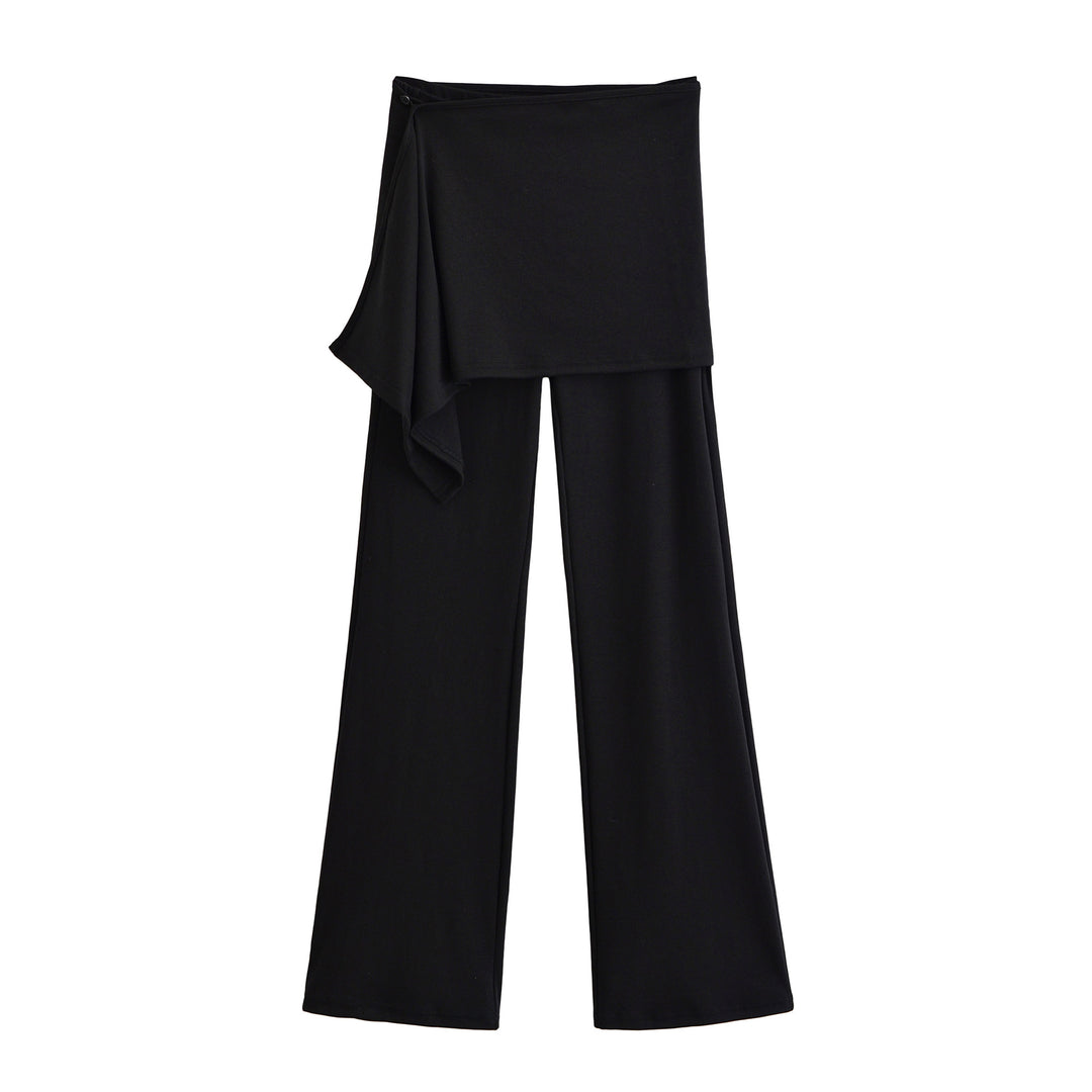 Ladies Palazzo Pants with Wrap Skirt Detail and Wide Leg Mune Fashion