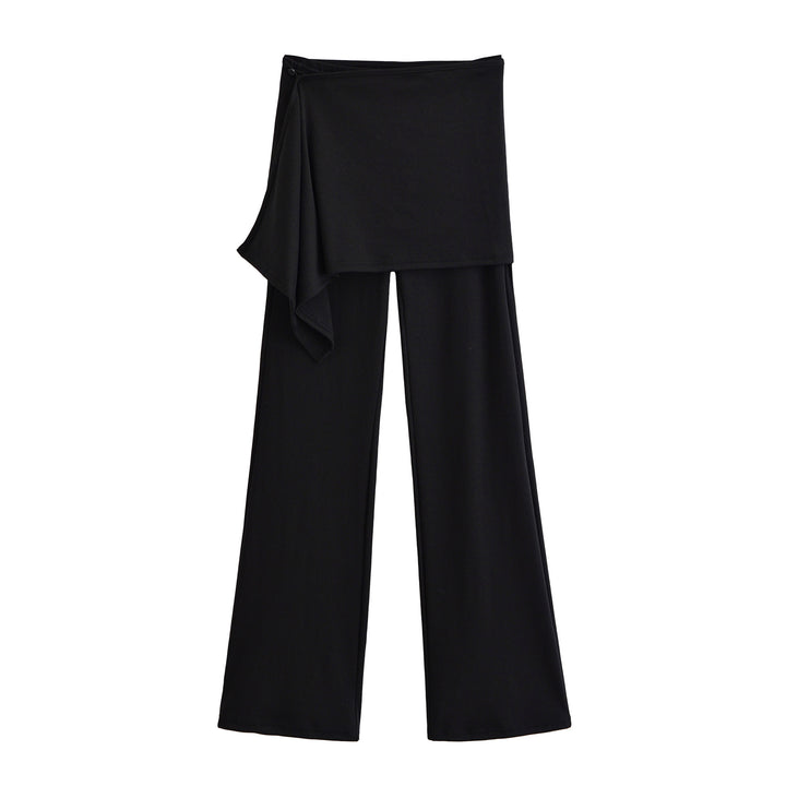 Ladies Palazzo Pants with Wrap Skirt Detail and Wide Leg Mune Fashion
