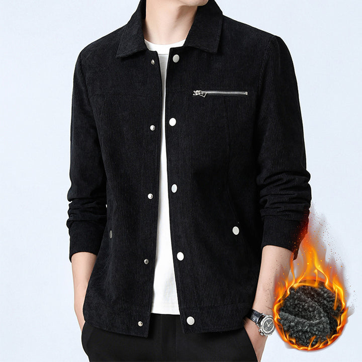Men's cord overshirt made of wide corduroy with snap button front and zipper chest pocket Mune Fashion