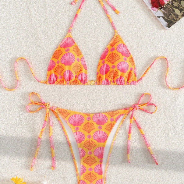 Women's triangle bikini with shell print and friendly cut Mune Fashion