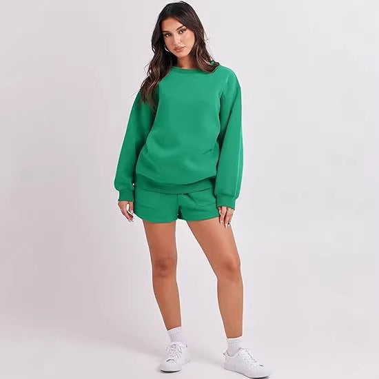 Women's Casual Sweat Set with Oversized Sweatshirt and High-Waisted Shorts Mune Fashion