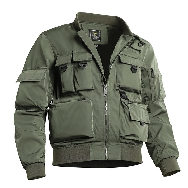 Men's Tactical Bomber Jacket with Multifunctional Utility Pockets Mune Fashion