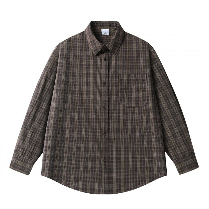 Unisex Lockered Boxy Check Overshirt made of lightweight cotton blend with back yoke and gathered detail Mune Fashion