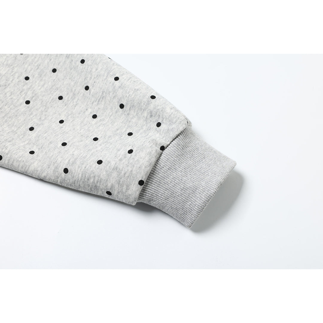 Women's Hooded Sweat Jacket with Full Zip, All-over Polka Dot Pattern and Multiple Logo Designs Mune Fashion