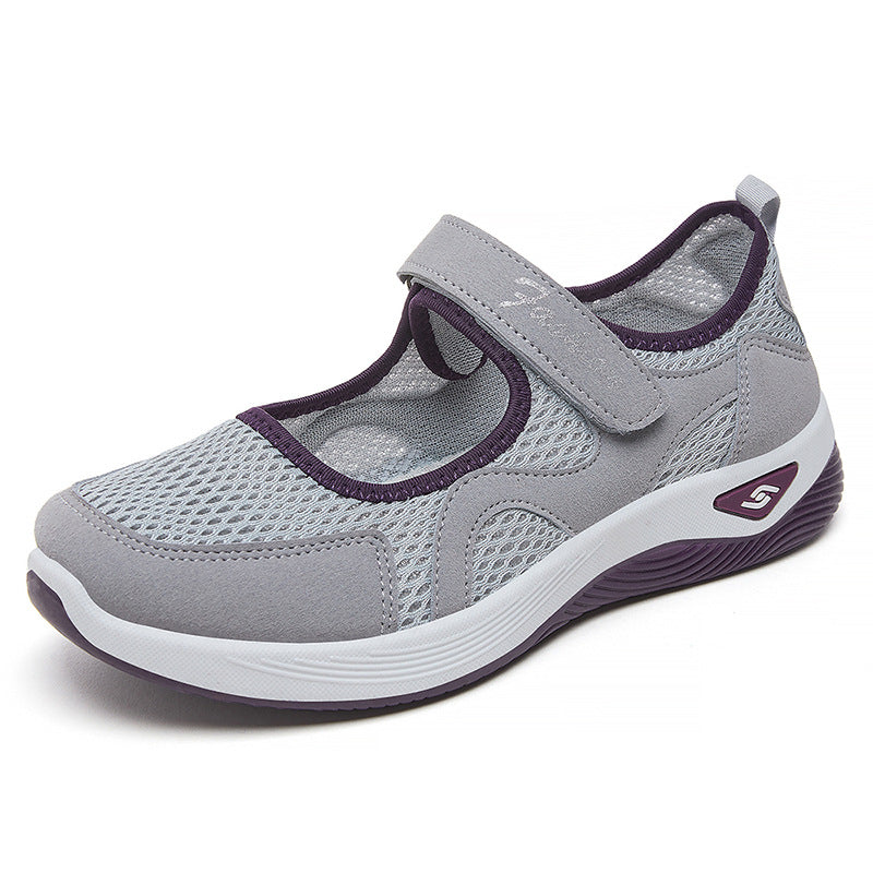 Women's breathable Mary-Jane walking shoe with velcro closure, seamless mesh upper and shock-absorbing lightweight sole Mune Fashion