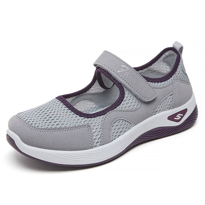 Women's breathable Mary-Jane walking shoe with velcro closure, seamless mesh upper and shock-absorbing lightweight sole Mune Fashion