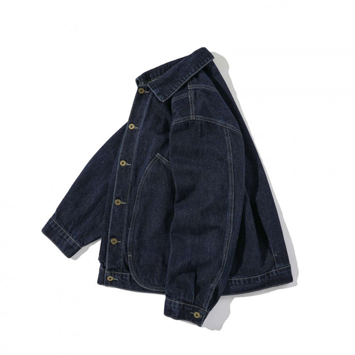 Unisex Boxy Denim Worker Jacket with Oversized Patch Round Pockets Mune Fashion