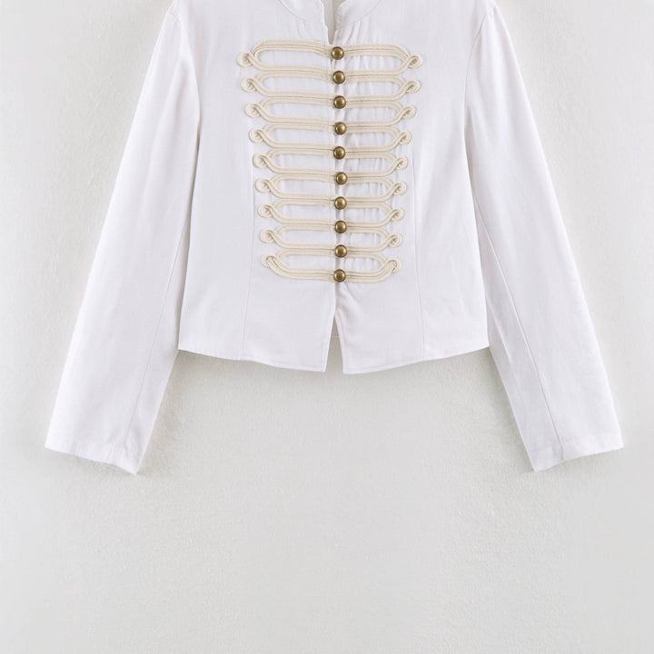 Ladies short hussar jacket with decorative loops and stand-up collar Drune