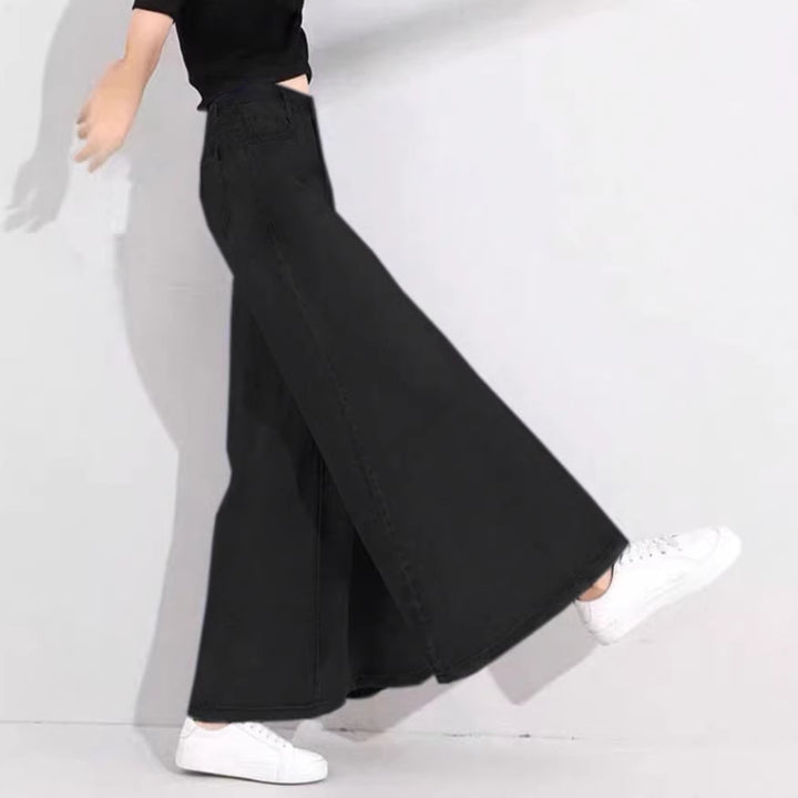 Women's High-Waisted Palazzo Jeans with Extra Wide Leg and Flowing Denim Mune Fashion