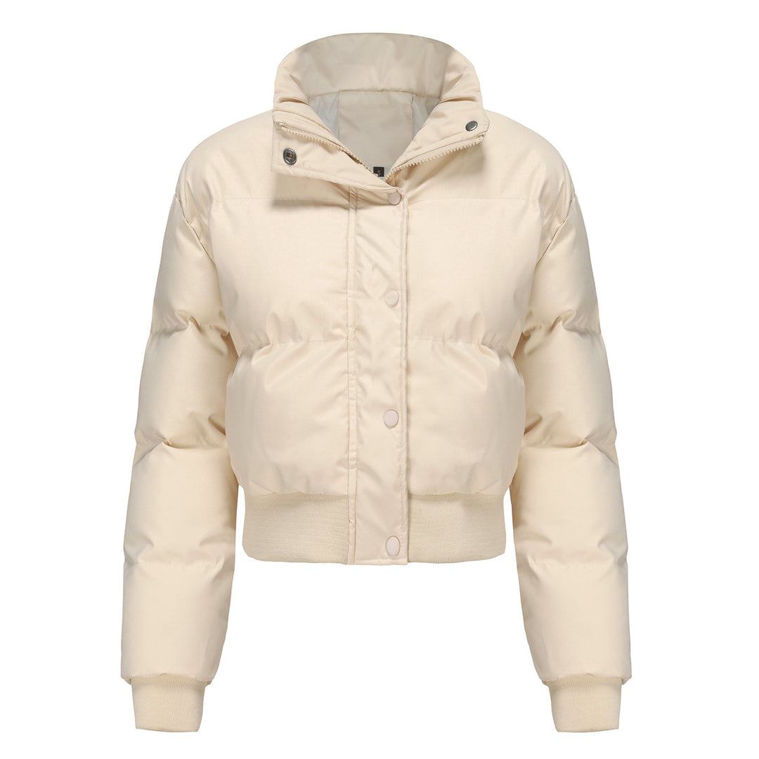 Women's short padded quilted jacket with high stand-up collar and ribbed cuffs Mune Fashion