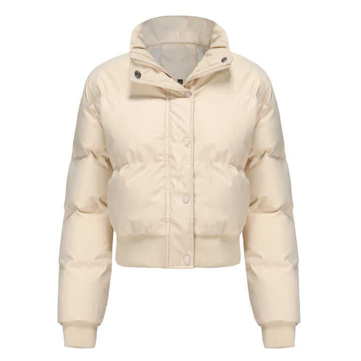 Women's short padded quilted jacket with high stand-up collar and ribbed cuffs Mune Fashion