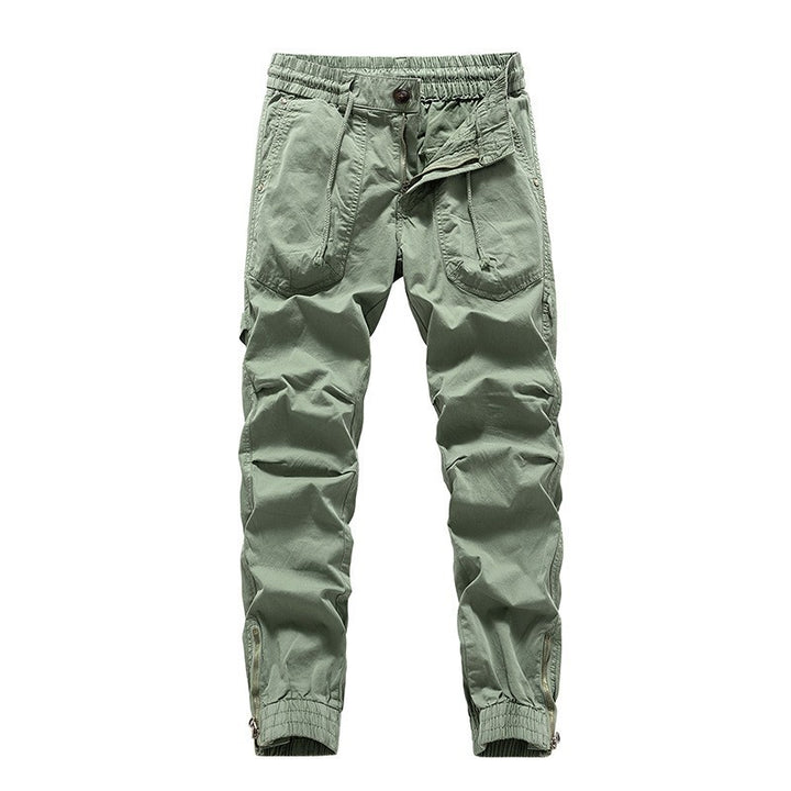 Men's outdoor work jogger pants with elastic comfort waistband, patch round pockets, and ankle zipper Mune Fashion