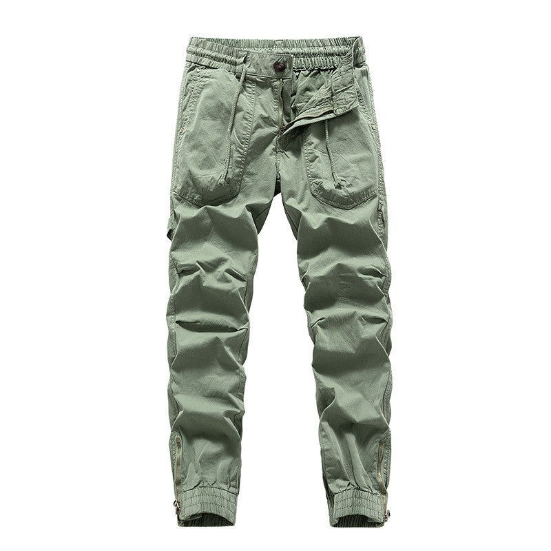 Men's outdoor work jogger pants with elastic comfort waistband, patch round pockets, and ankle zipper Mune Fashion