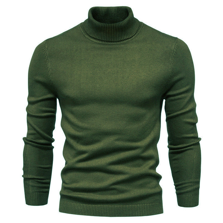 Men's fitted fine knit roll neck sweater with ribbed structure on sleeves and cuffs Mune Fashion