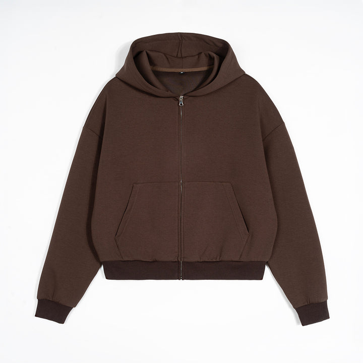 Unisex Boxy Hoodie Jacket in Cropped Cut with Elastic Hem Mune Fashion