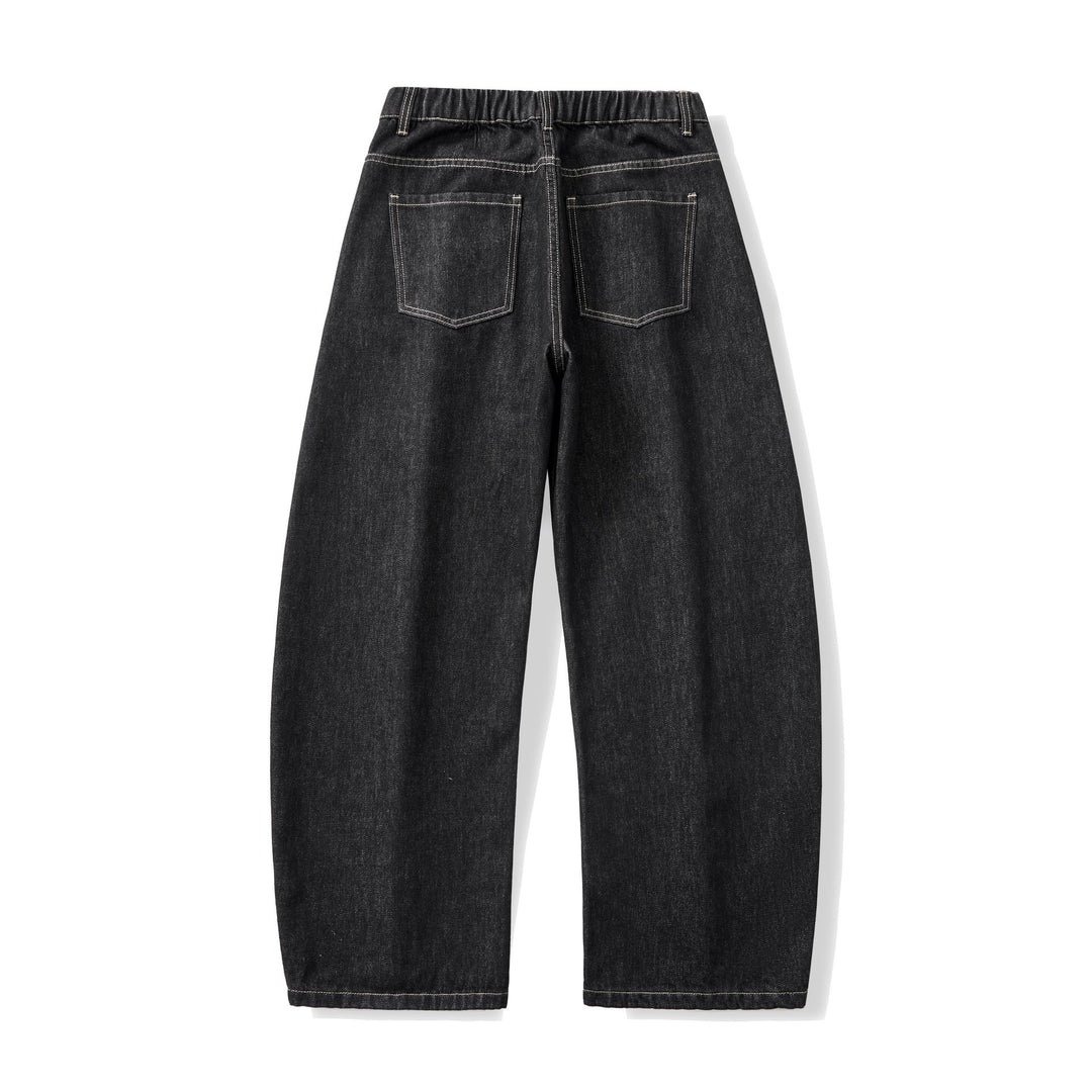 Women's wide high-waisted cropped jeans made from raw denim with classic pocket design Mune Fashion