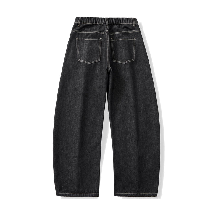 Women's wide high-waisted cropped jeans made from raw denim with classic pocket design Mune Fashion