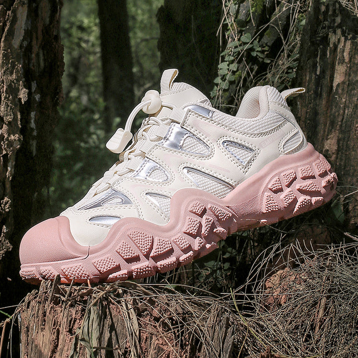 Ladies Chunky Trail Sneaker with shock-absorbing multi-zone profile sole, quick lace-up closure and reflective accents Mune Fashion