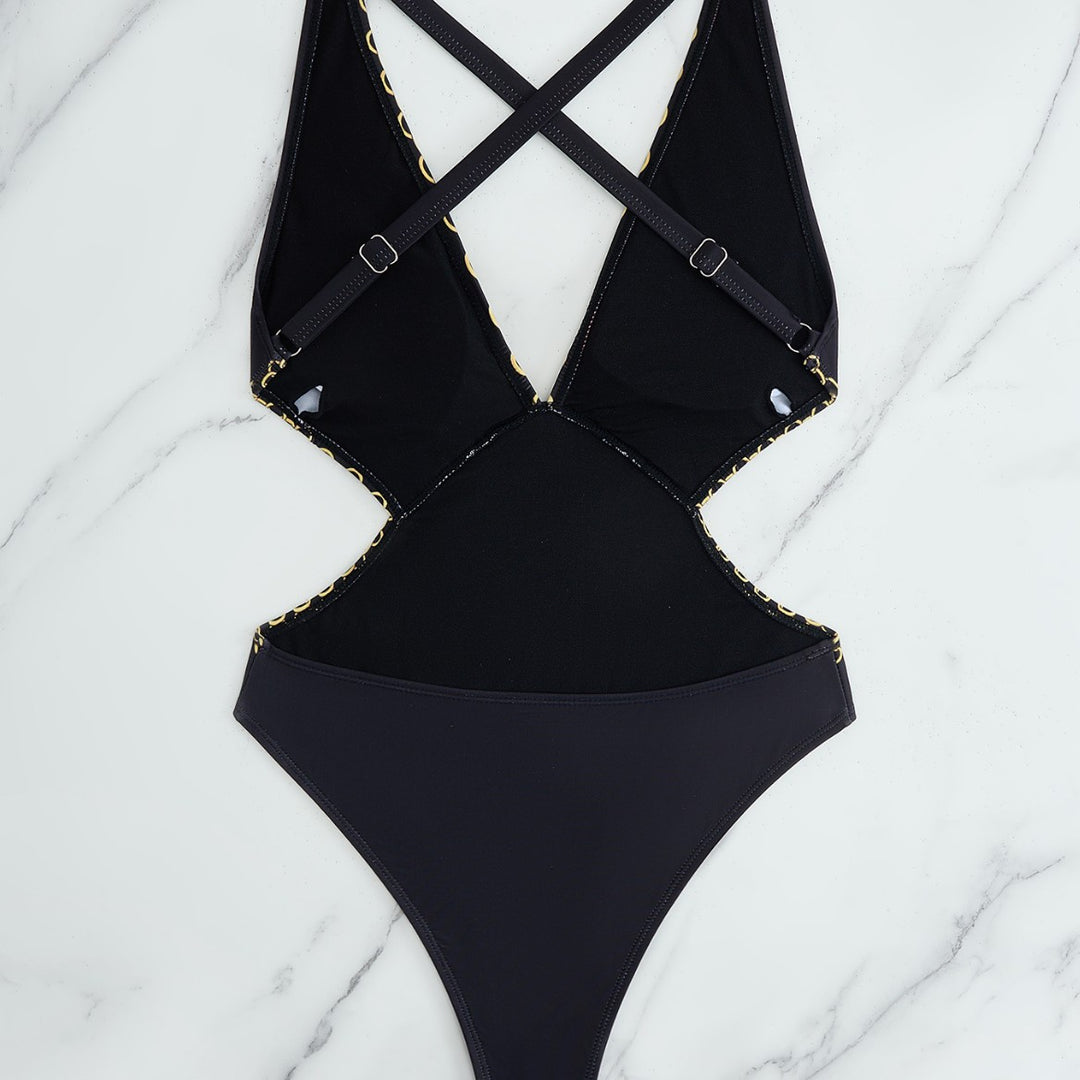 Women's One-Piece Swimsuit with Elegant Pattern and Shimmering Details Mune Fashion