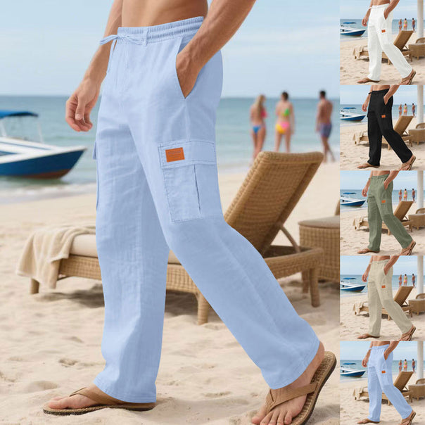 Men's nan maritime beach cargo pants in relaxed fit with elastic drawstring waistband Mune Fashion