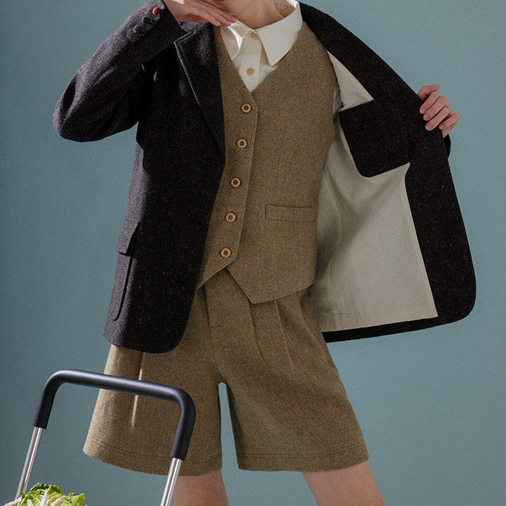 Women's Elegant Tweed Blazer with Fine Accents Mune Fashion