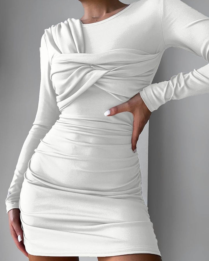Women Figure-hugging draped Minidress with long sleeves Mune Fashion