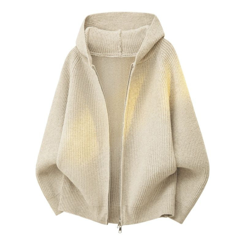 Women's Oversize Knit Hoodie Cardigan with Full Zipper Mune Fashion