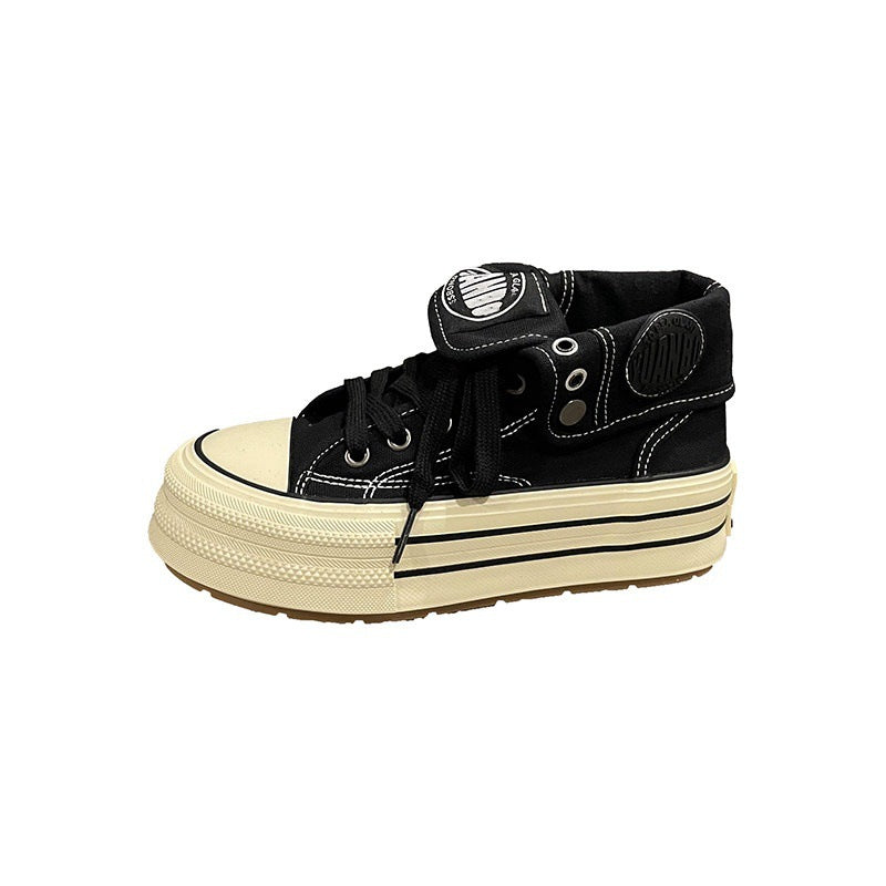 Women's High-Top Sneakers with Thick Rubber Sole and Side Zipper Mune Fashion