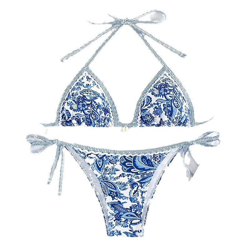 Women's triangle bikini with floral pattern and adjustable straps Mune Fashion