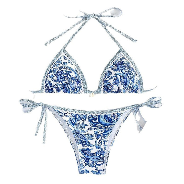 Women's triangle bikini with floral pattern and adjustable straps Mune Fashion