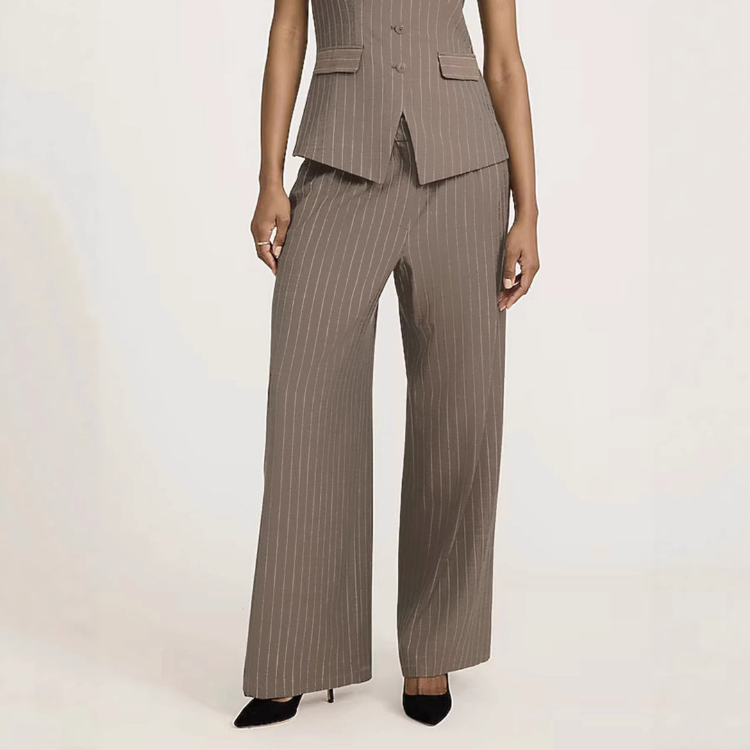 Women High-waisted wide suit pants with pleats and pinstripes Mune Fashion