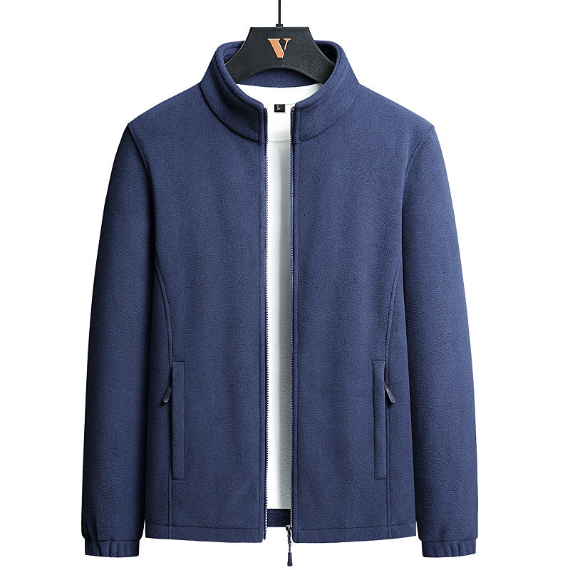 Men's nano minimalist microfleece cardigan with stand-up collar, two-way zipper and elastic cuffs Mune Fashion