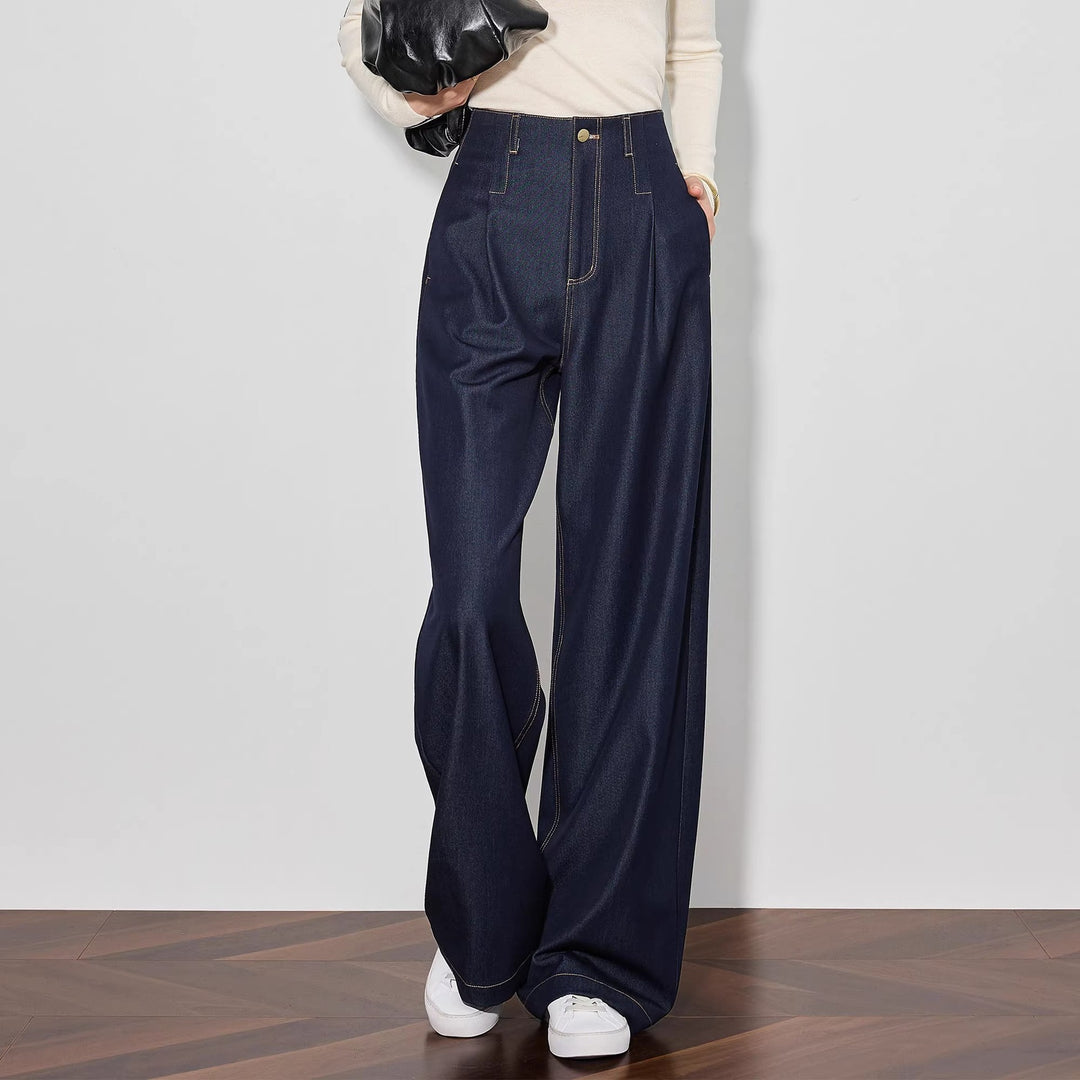 Women Elegant High Waisted Wide-Leg Jeans Drune
