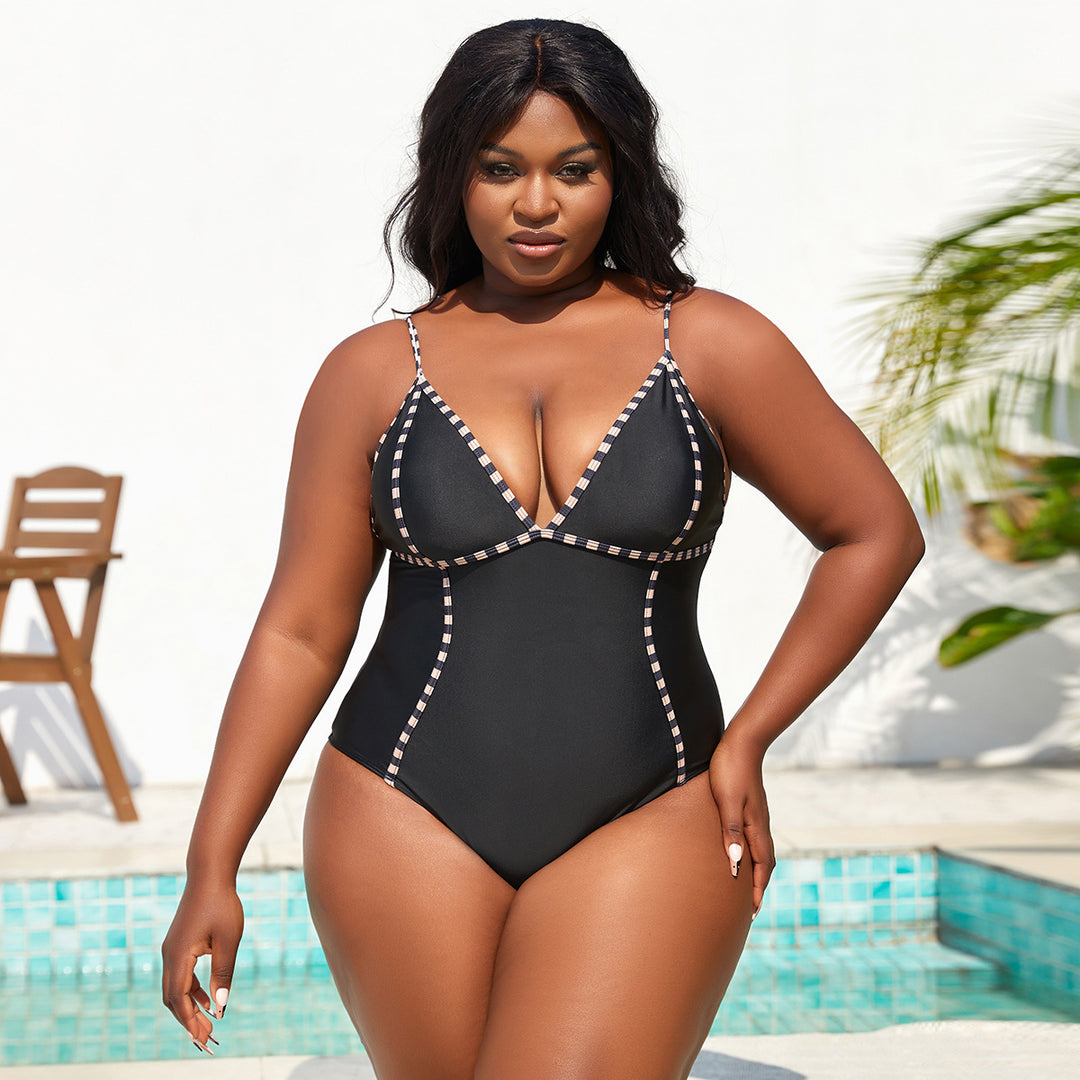 Women's One-Piece Swimsuit with Trendy Contrast Accents Mune Fashion