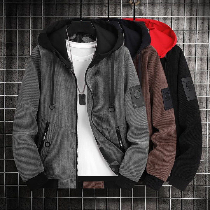 Men's Fashion Cord Jacket with Removable Hood Mune Fashion