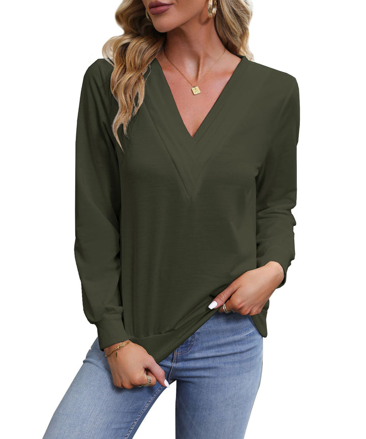Women's V-neck long sleeve made of fine stretch viscose jersey with tailored fit Mune Fashion
