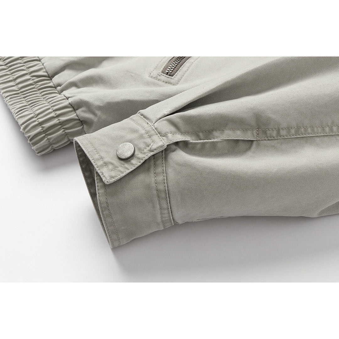 Men's short jacket in boxy cut made of canvas with diagonal zip pockets and elastic hem Mune Fashion