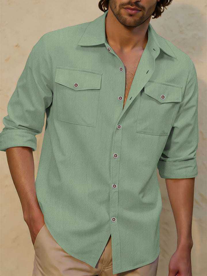 Men's casual shirt with chest pockets, Kent collar, and rolled-up sleeves Mune Fashion