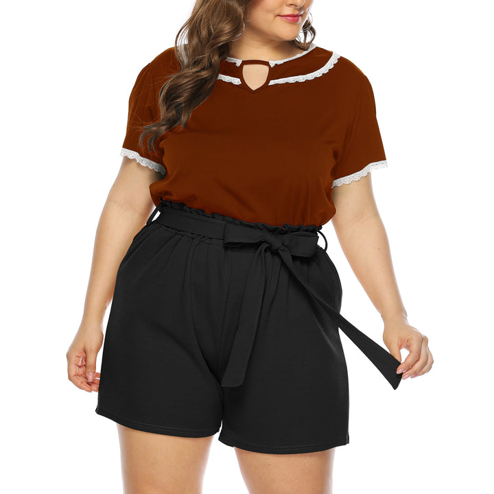 Women's fashionable top with ruffled sleeves and elegant shorts Mune Fashion