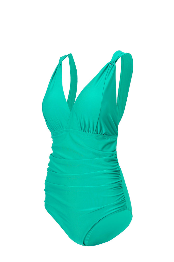 Ladies Elegant One-Piece Swimsuit with Wrap Look and Gathering Mune Fashion