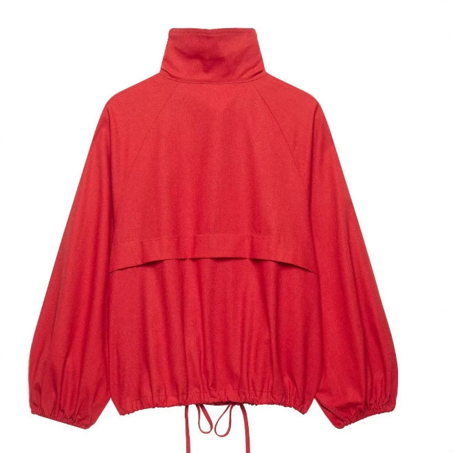 Women’s short-cut boxy blouson with high stand-up collar and dropped shoulders Mune Fashion