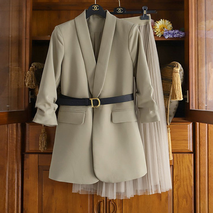 Women Modern Blazer with Waist Belt Mune Fashion
