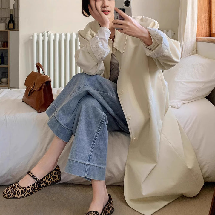 Women Casual Oversized Trench Coat Mune Fashion