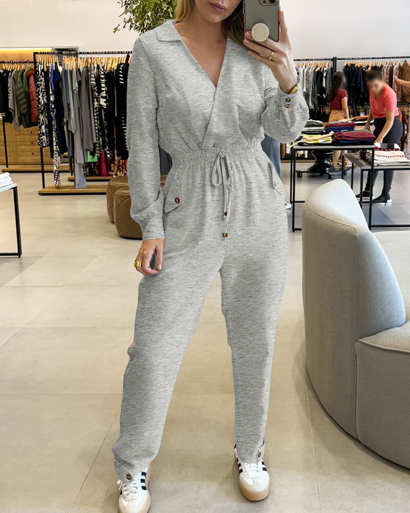 Ladies Stylish Jumpsuit with Wrap Design and Waist Belt Mune Fashion