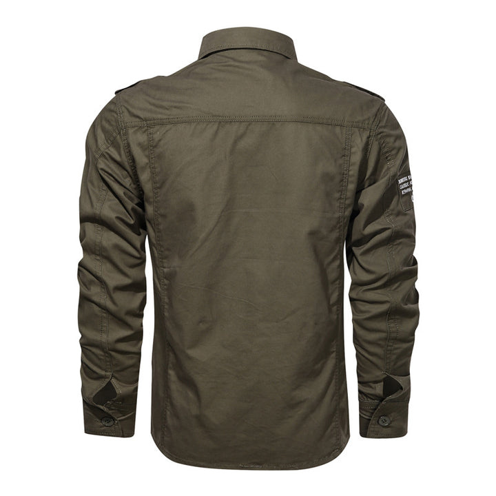 Men's robust cotton twill field shirt with flap chest pockets, shoulder epaulets and fitted cut Mune Fashion