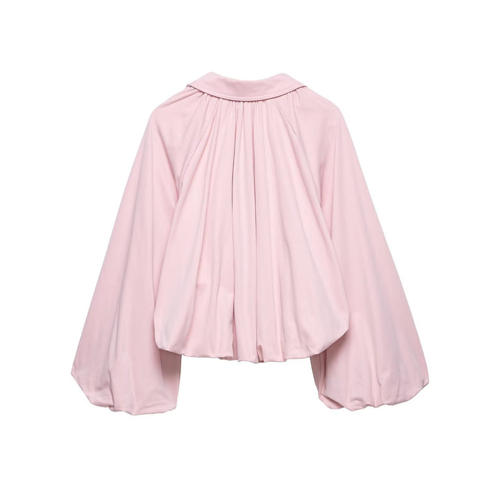Women's Short Oversized Bomber Jacket with Voluminous Sleeves and Elastic Mune Fashion